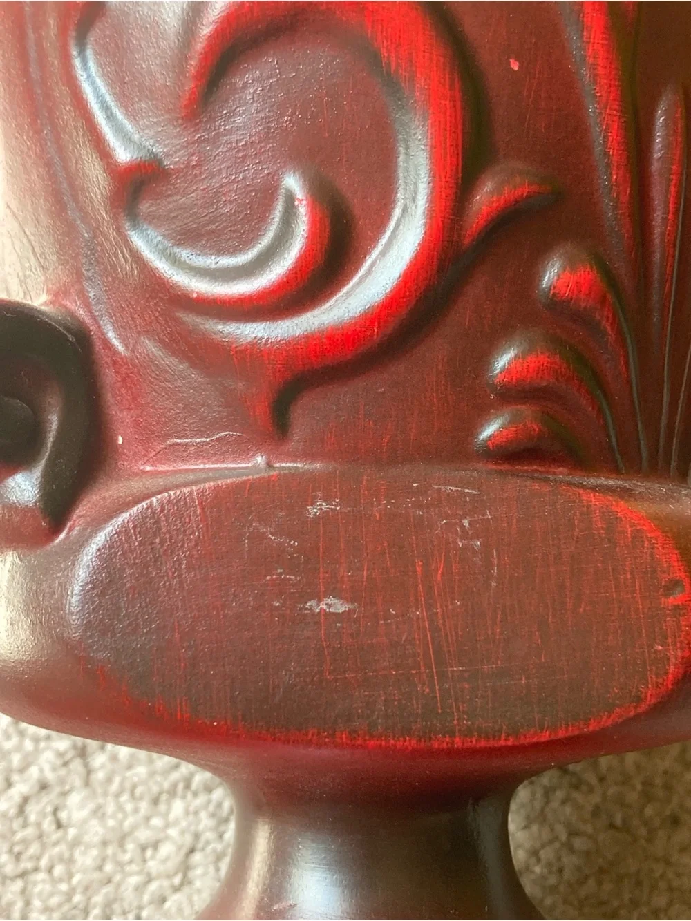 Decorative Haeger  Red Sculpted Pedestal Vase
